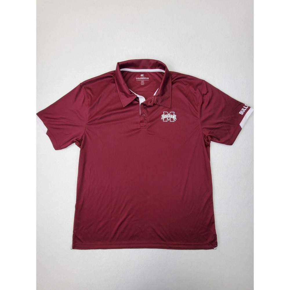 Colosseum Mississippi State Bulldogs Polo Shirt Maroon Performance Men XXL